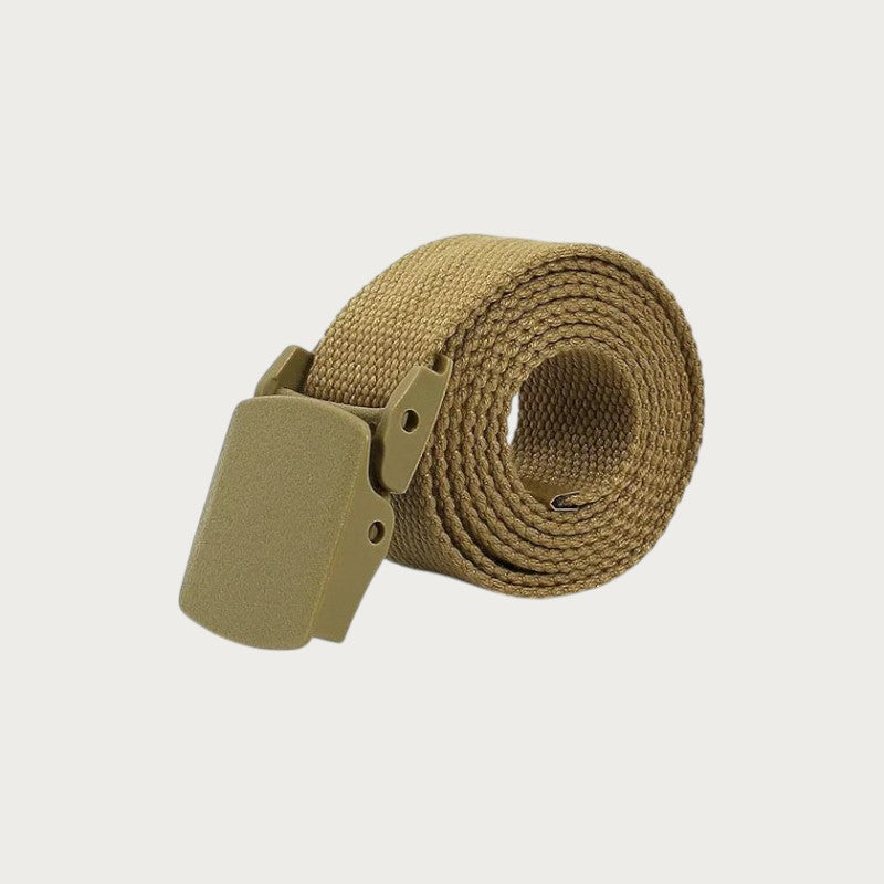 Ceintura ceinture tactique en toile beige pour enfant avec boucle en plastique légère et réglable