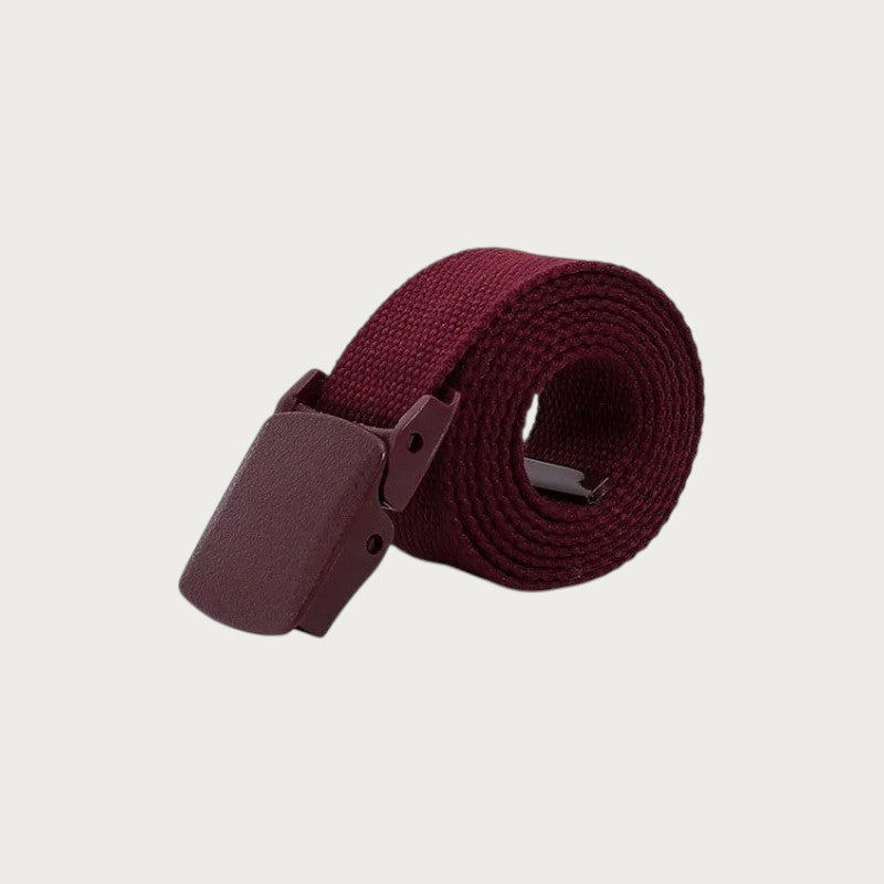 Ceintura ceinture tactique en toile bordeaux avec boucle en plastique légère et réglable pour enfants et adultes