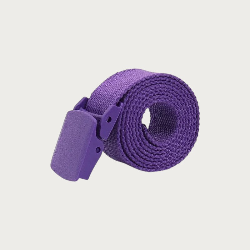 Ceinture tactique violette en toile pour enfant avec boucle en plastique réglable, style décontracté et léger