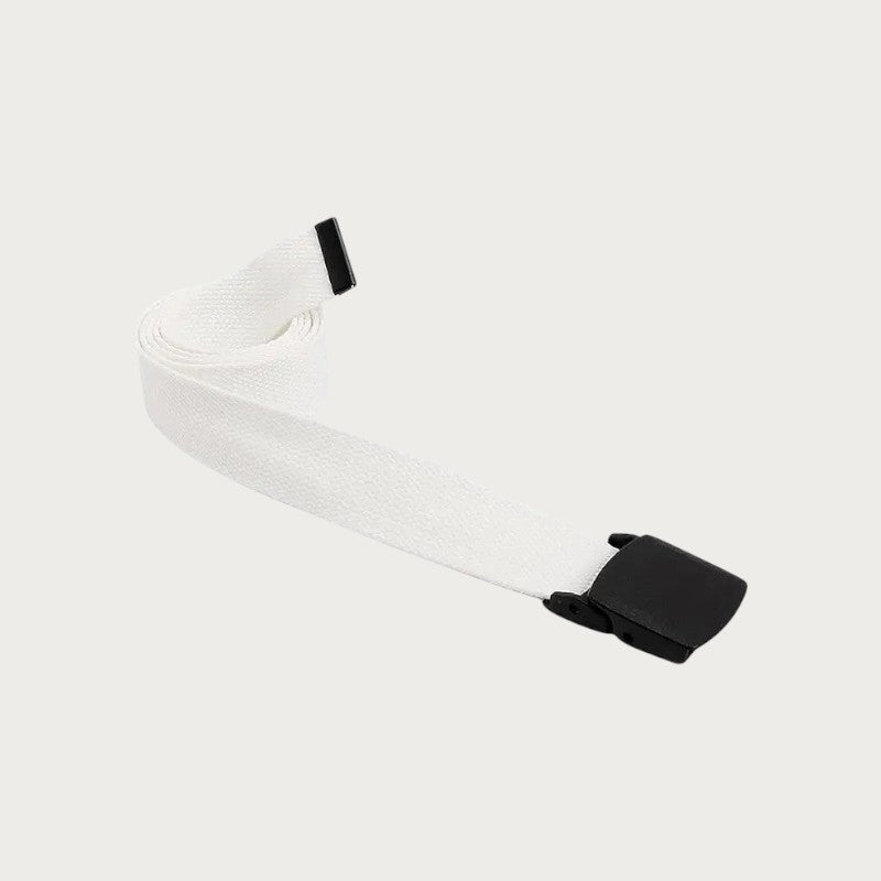 Ceinture tactique en toile blanche pour enfant avec boucle en plastique noir, style décontracté et ajustable