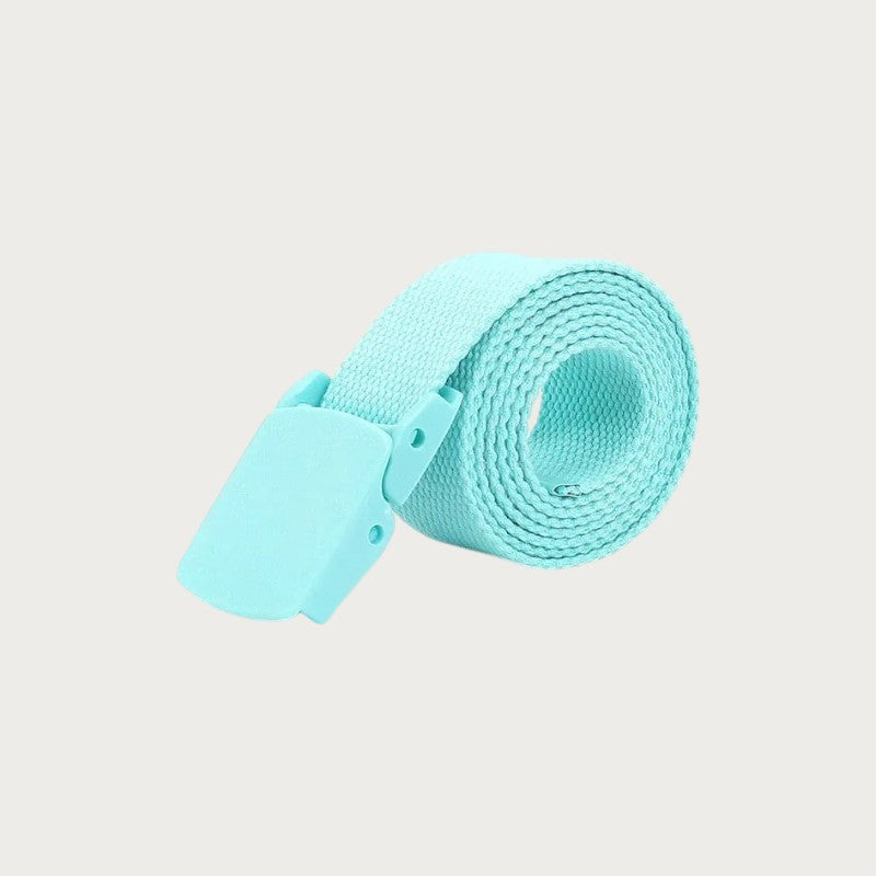 Ceintura ceinture tactique en toile bleu clair pour enfants avec boucle en plastique légère et ajustable
