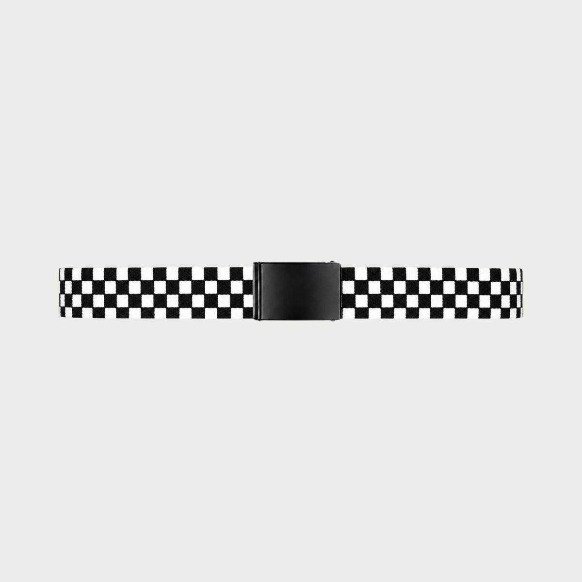 Ceinture homme Ceintura en toile polyester à motif damier noir et blanc avec boucle plaque noire mate style Y2K