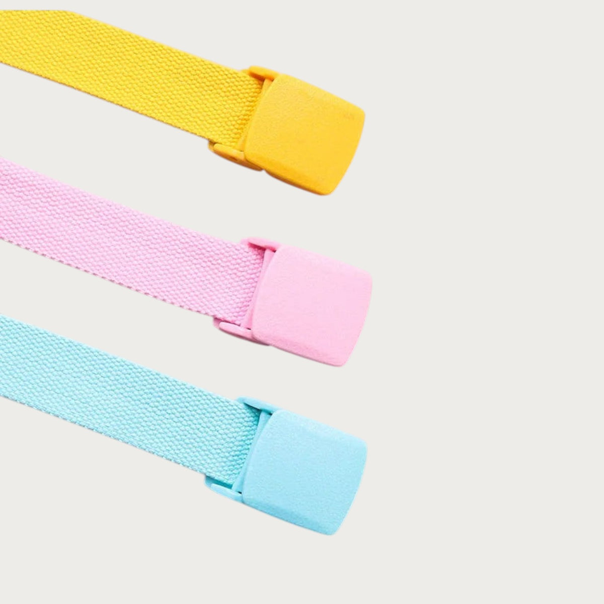 Ceintura ceinture tactique en toile ajustable pour enfants, disponible en jaune, rose et bleu pastel avec boucle légère
