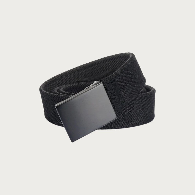 Ceinture réversible Ceintura en toile noire épaisse avec boucle plaque en alliage de zinc noir pour homme