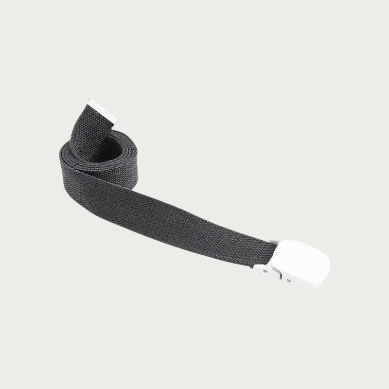 Ceinture tactique en toile noire pour enfant avec boucle en plastique blanc, style décontracté et ajustable