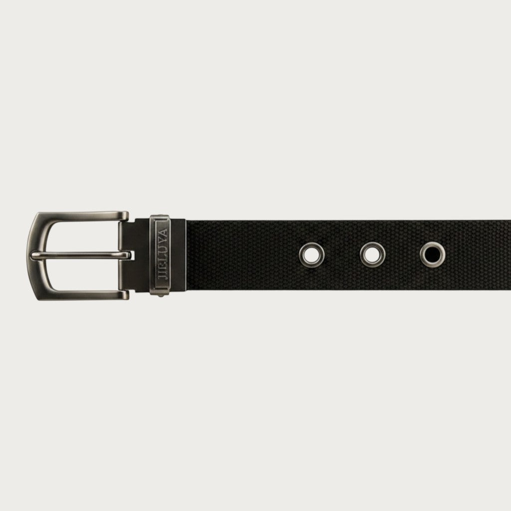 Ceintura ceinture tactique en toile noire pour homme avec boucle ardillon en alliage et œillets métalliques