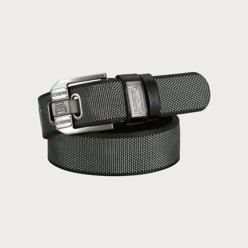Ceinture en toile noire pour homme avec boucle ardillon métallique décorative de style décontracté