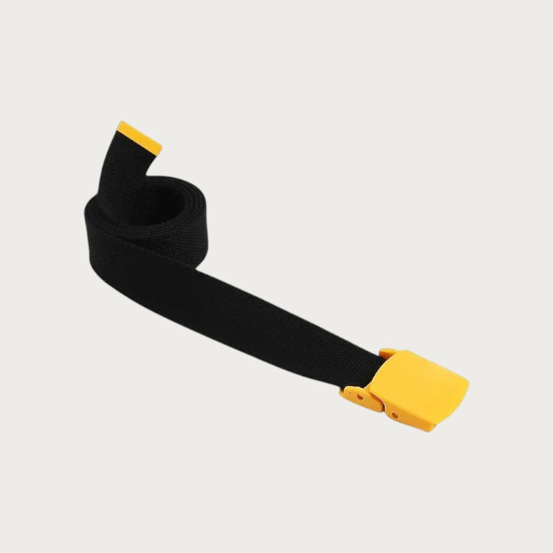 Ceinture tactique en toile noire pour enfant avec boucle en plastique jaune, style décontracté et ajustable Image