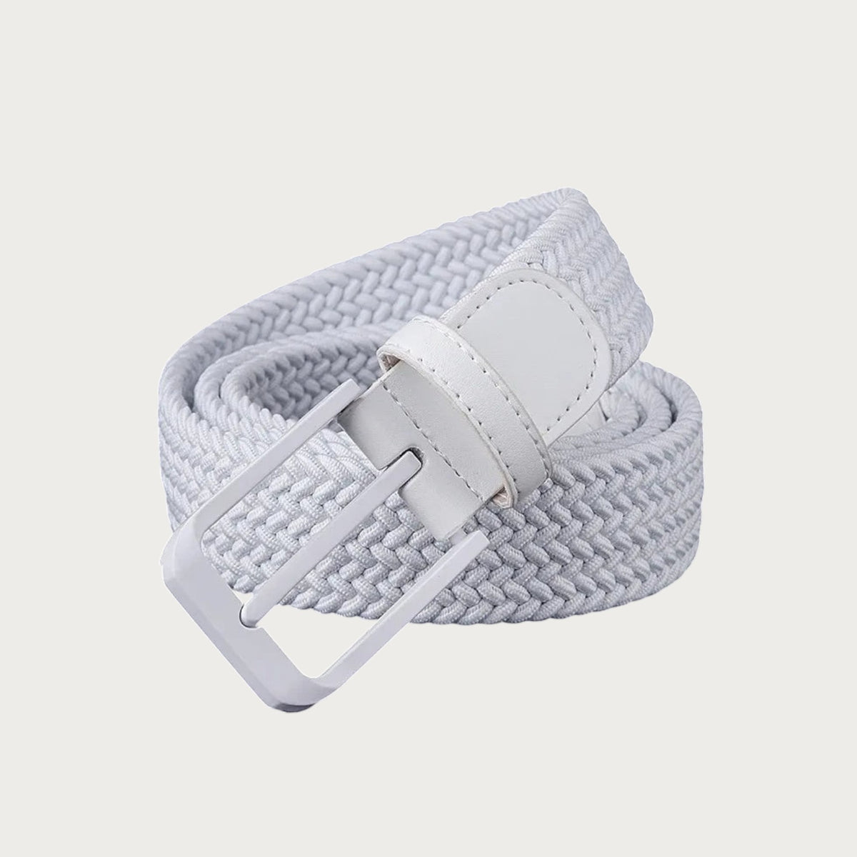 Ceinture tressée élastique blanche Ceintura en toile pour sport et loisirs avec boucle métallique assortie
