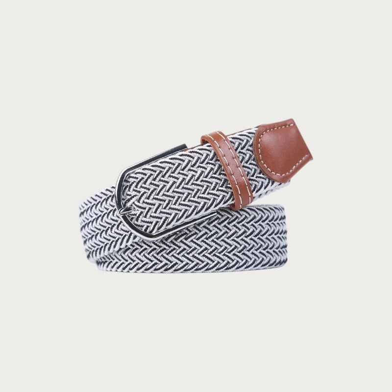 Ceinture tressée Ceintura bicolore chinée en toile élastique avec boucle à ardillon et détails en similicuir marron