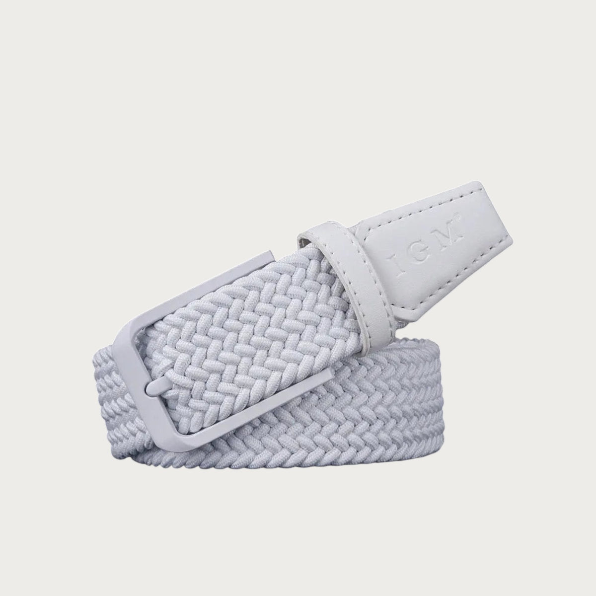 Ceintura ceinture tressée unisexe blanche en toile élastique avec boucle métallique pour le golf et le sport