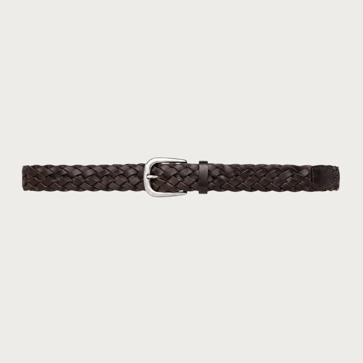 Ceinture tressée en cuir marron Ceintura pour femme avec boucle argentée classique