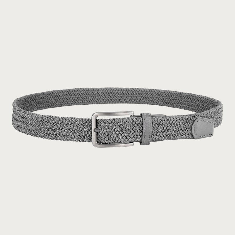 Ceintura ceinture tressée élastique grise pour homme avec boucle métallique, style décontracté et tactique