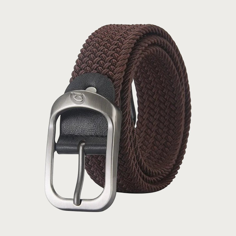Ceinture tressée élastique marron Ceintura avec boucle ardillon en alliage argenté pour un style décontracté unisexe