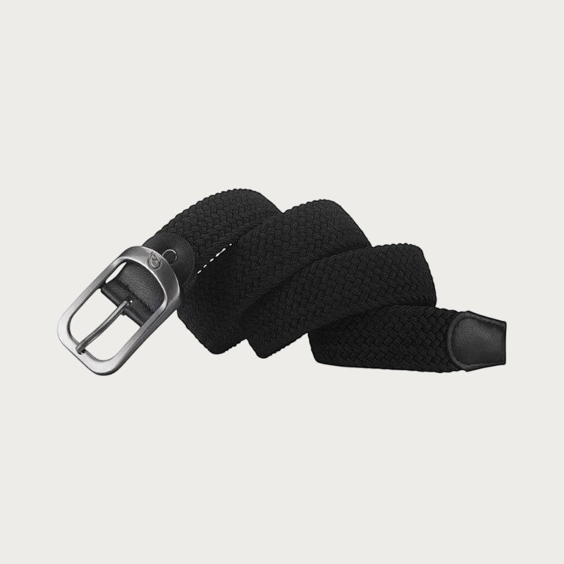 Ceintura ceinture tressée élastique noire unisexe avec boucle ardillon en alliage pour un style décontracté
