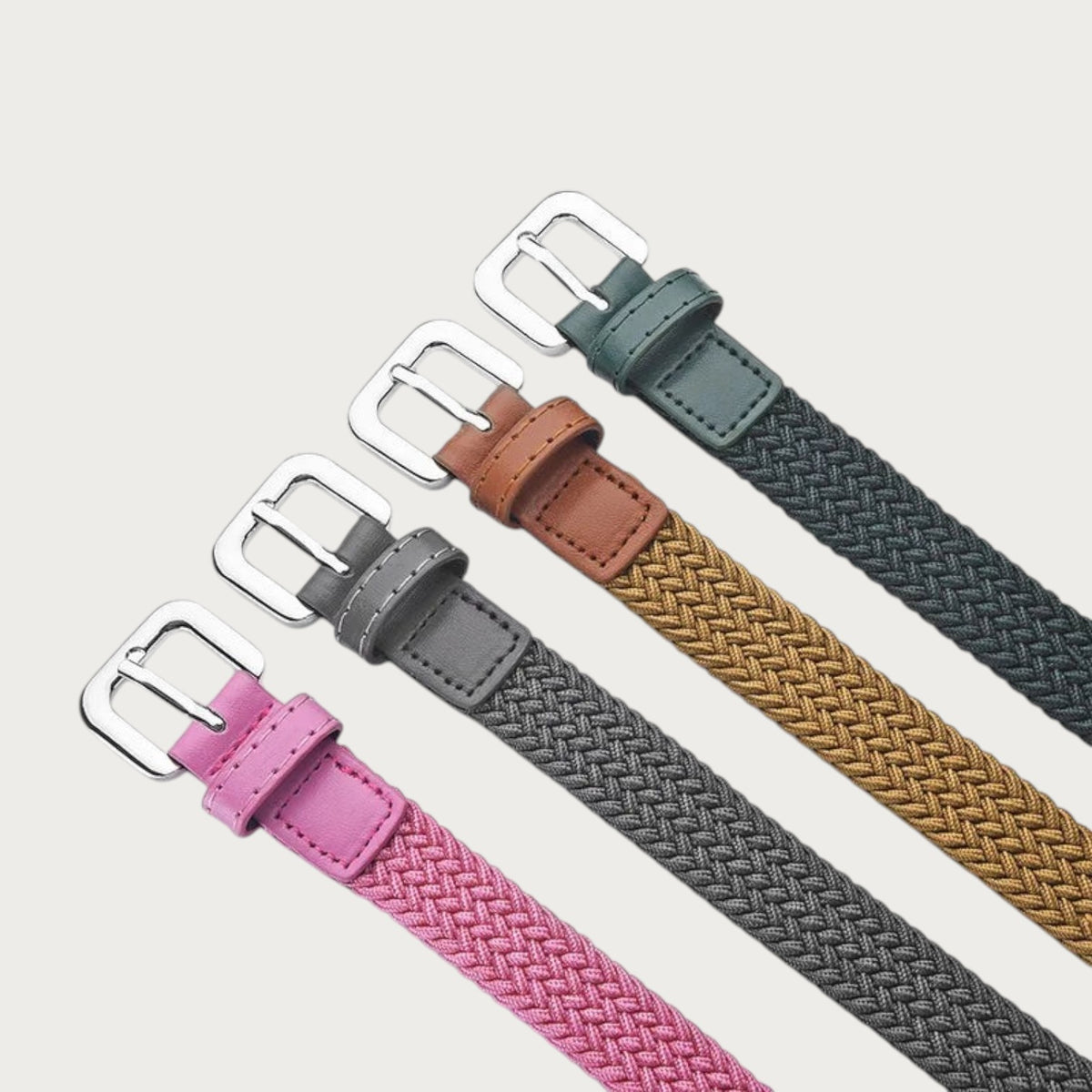 Ceintura ceinture tressée élastique en nylon avec boucle ardillon métallique disponible en plusieurs couleurs Image