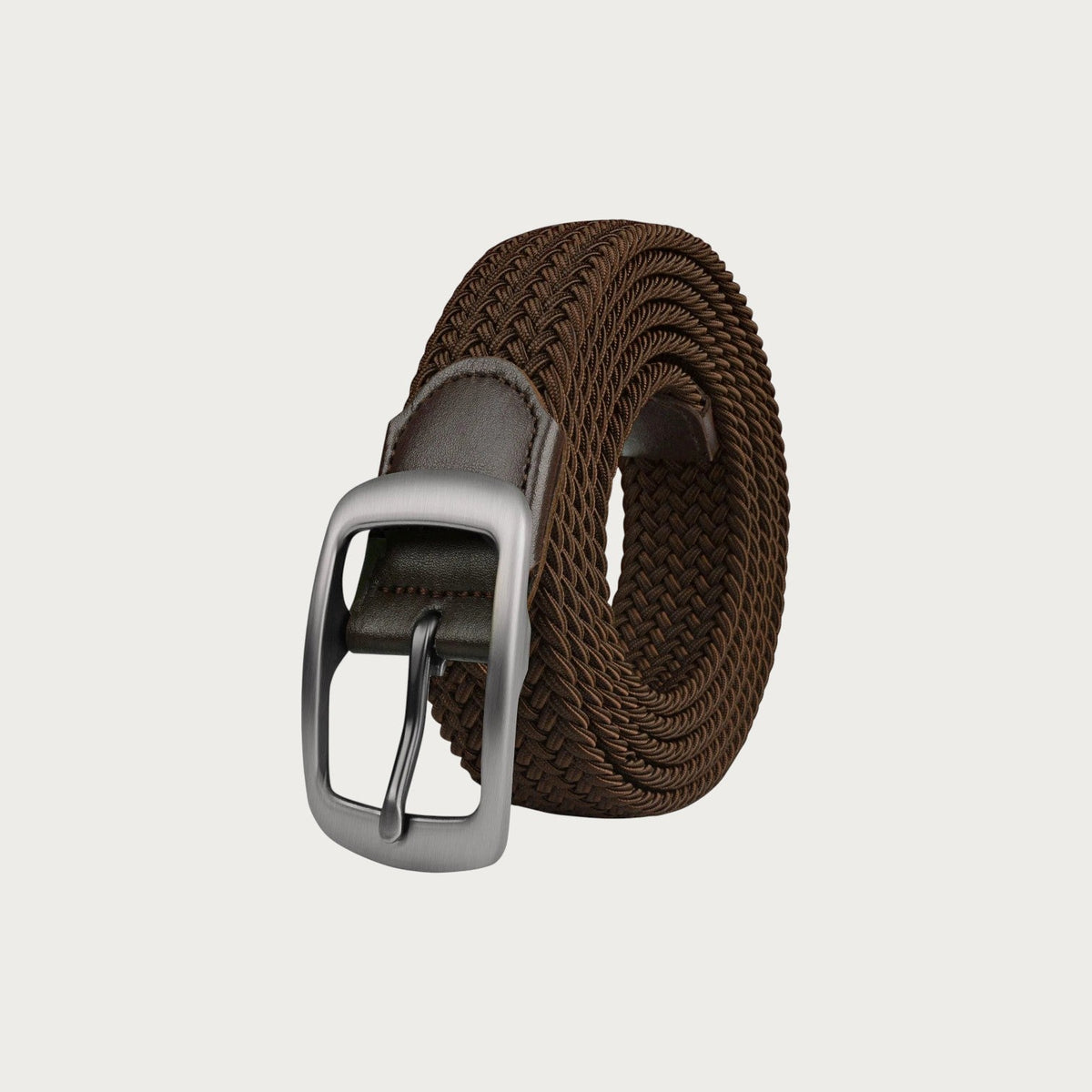 Ceinture tressée extensible marron Ceintura pour homme grande taille avec boucle à ardillon en métal brossé