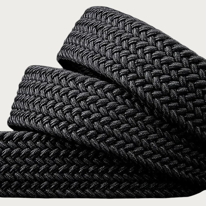 Ceinture tressée élastique noire pour homme, accessoire décontracté en toile tissée extensible