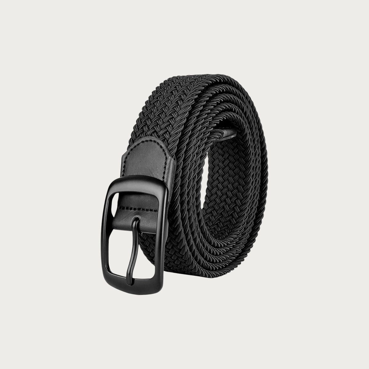 Ceinture tressée extensible noire Ceintura pour homme grande taille avec boucle à ardillon robuste Image