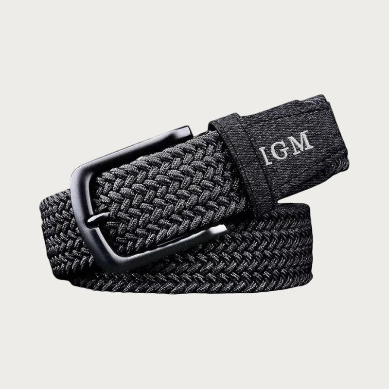 Ceinture tressée élastique noire pour homme de la marque Ceintura avec boucle métallique mate et détails tissés