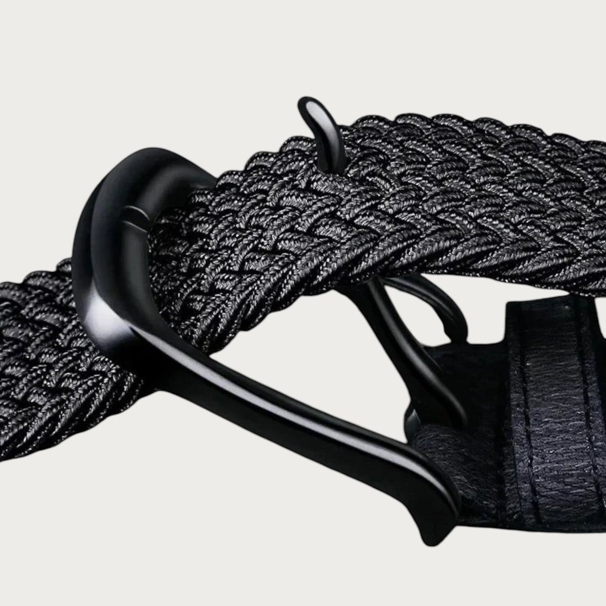 Ceintura ceinture tressée élastique noire pour homme avec boucle en métal noir, style décontracté et ajustable