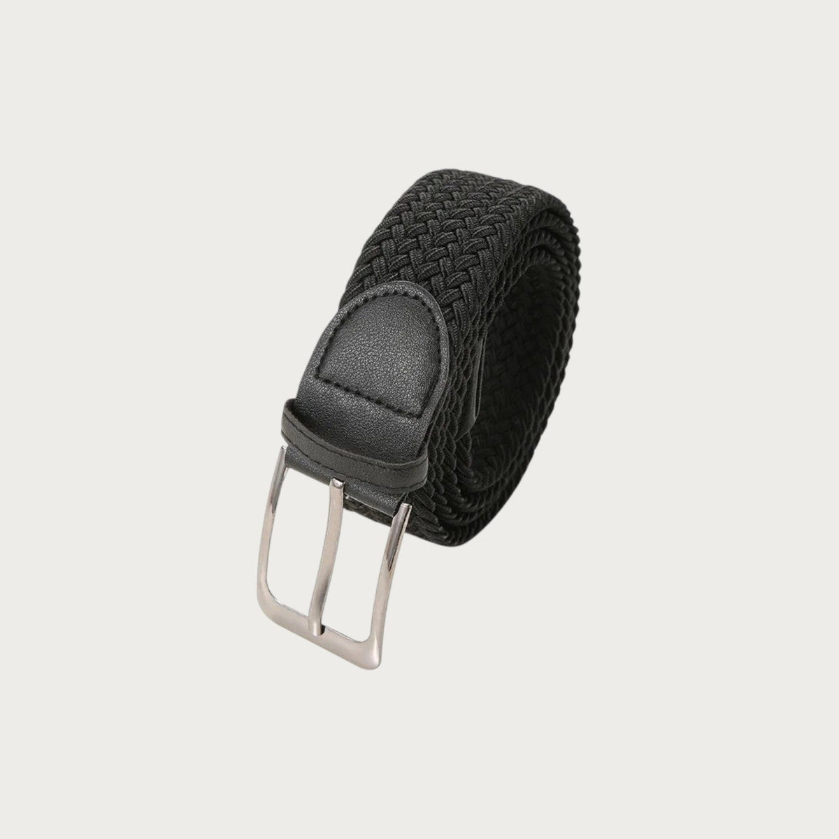 Ceinture tressée grande taille Ceintura noire en toile élastique avec boucle à ardillon métallique
