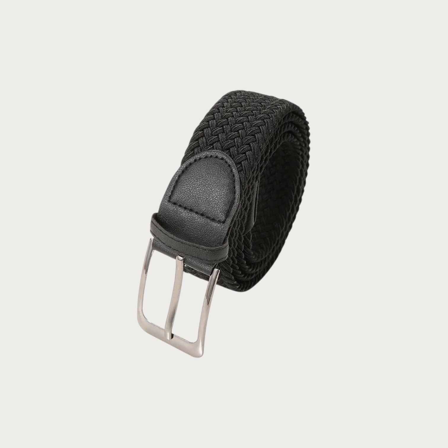 Ceinture tressée grande taille Ceintura noire en toile élastique avec boucle à ardillon métallique Image