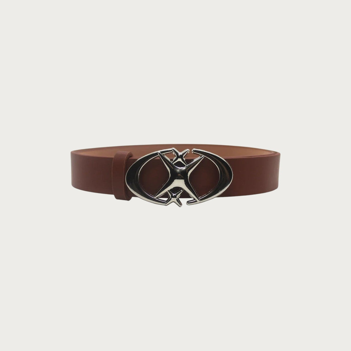 Ceinture Ceintura Varese marron en similicuir avec boucle ovale argentée ornée d'une étoile et d'une croix style Y2K
